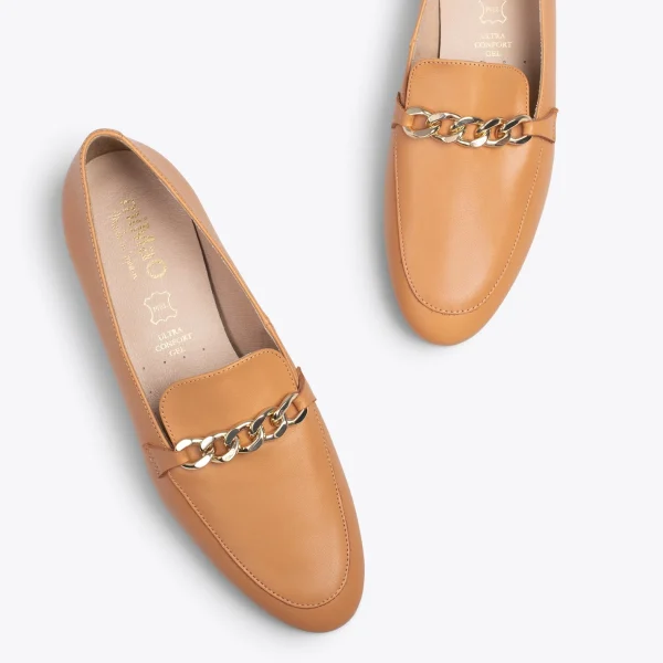 MiMaO ShopOnline CHAIN – Mocassins En Cuir Pour Femme CAMEL 3