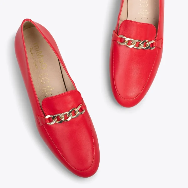 MiMaO ShopOnline CHAIN – Mocassins En Cuir Pour Femme ROUGE 3