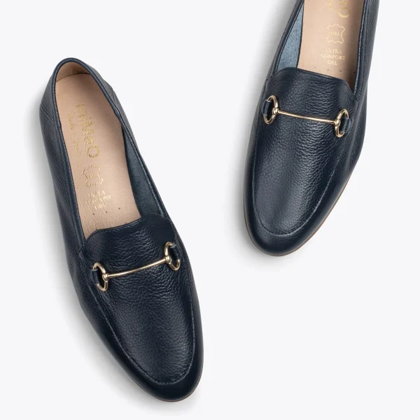 MiMaO ShopOnline STYLE – Mocassins En Cuir Avec Détail Métallique BLEU MARINE 3