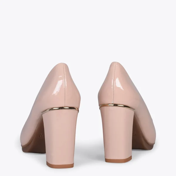 MiMaO ShopOnline URBAN VERNI – Chaussures à Talon En Cuir Verni Et Détail Métallique NUDE 4