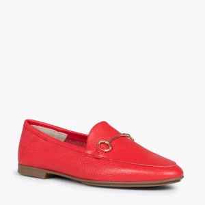 MiMaO ShopOnline STYLE – Mocassins En Cuir Avec Détail Métallique ROUGE 15