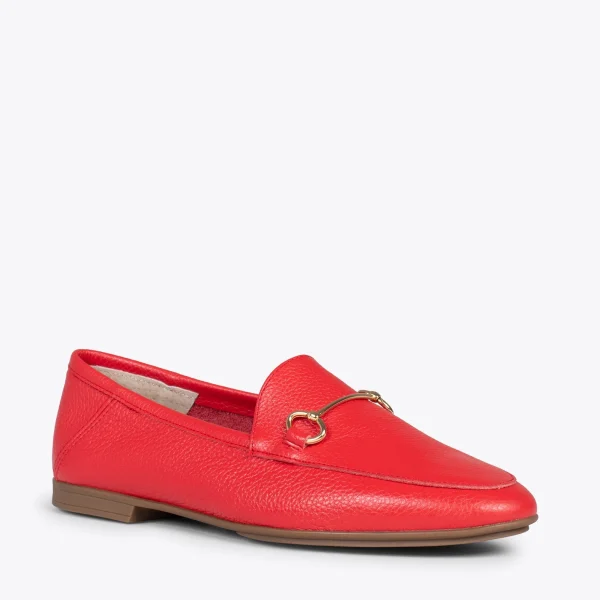 MiMaO ShopOnline STYLE – Mocassins En Cuir Avec Détail Métallique ROUGE 5