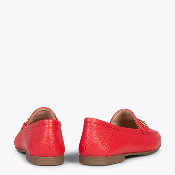 MiMaO ShopOnline STYLE – Mocassins En Cuir Avec Détail Métallique ROUGE 4