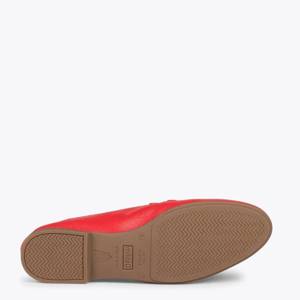 MiMaO ShopOnline STYLE – Mocassins En Cuir Avec Détail Métallique ROUGE 6