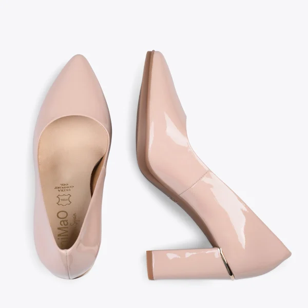MiMaO ShopOnline URBAN VERNI – Chaussures à Talon En Cuir Verni Et Détail Métallique NUDE 3