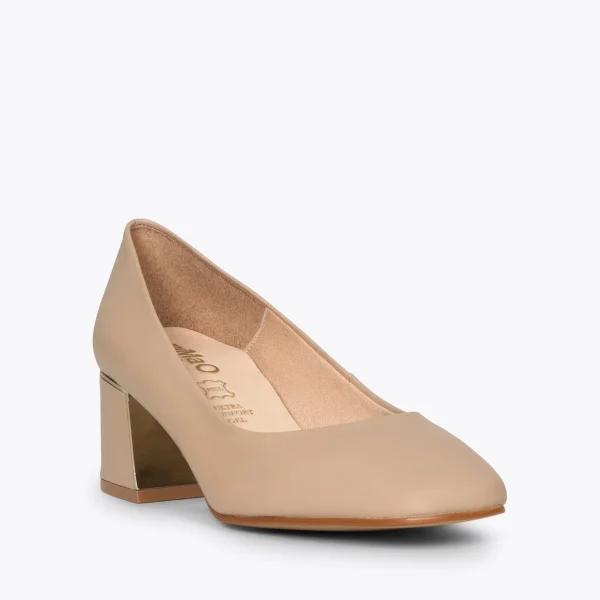 MiMaO ShopOnline Femme – Chaussures à Talon Bas Et Bout Carré CAMEL 5