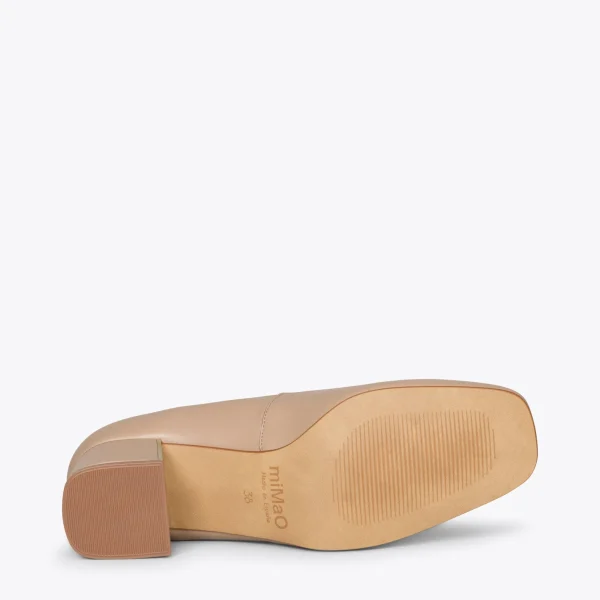 MiMaO ShopOnline Femme – Chaussures à Talon Bas Et Bout Carré CAMEL 6