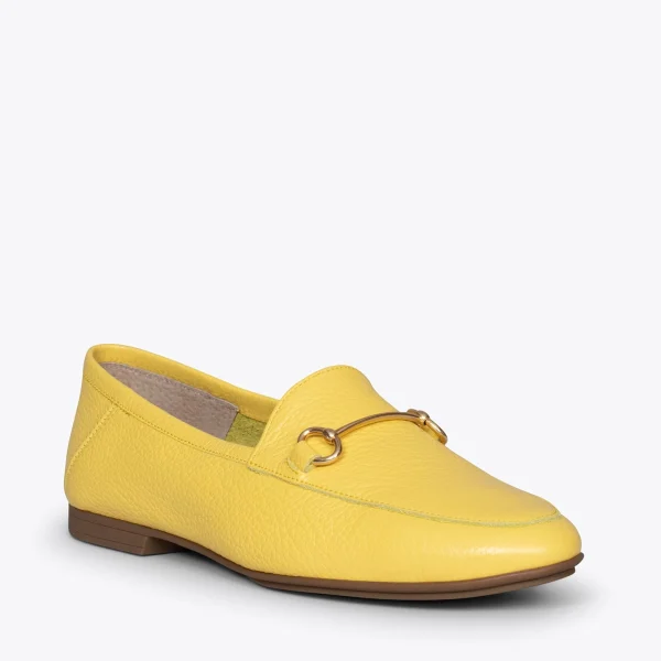 MiMaO ShopOnline STYLE – Mocassins En Cuir Avec Détail Métallique JAUNE 5