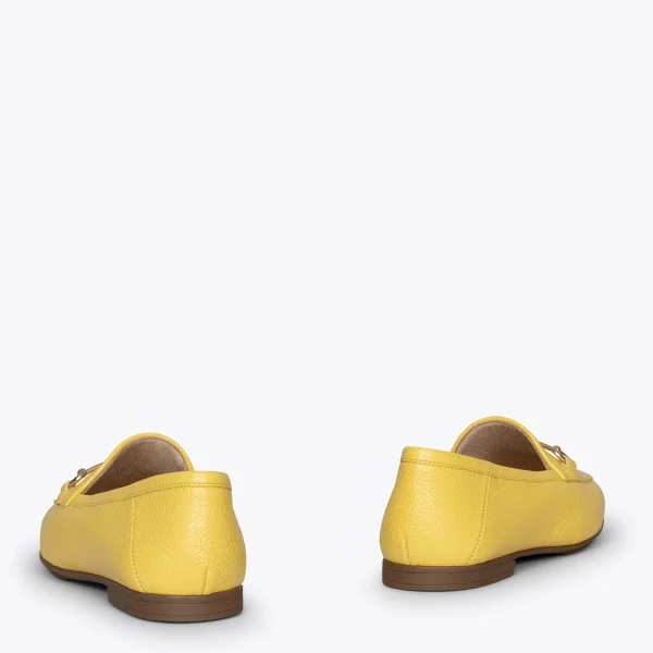 MiMaO ShopOnline STYLE – Mocassins En Cuir Avec Détail Métallique JAUNE 4