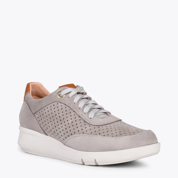 MiMaO ShopOnline BLUCHER SPORTIF – Baskets Compensées Pour Femme TAUPE 5