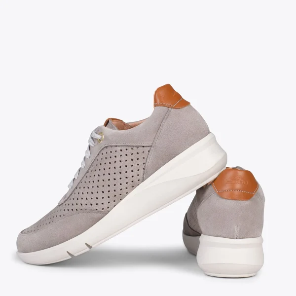 MiMaO ShopOnline BLUCHER SPORTIF – Baskets Compensées Pour Femme TAUPE 4
