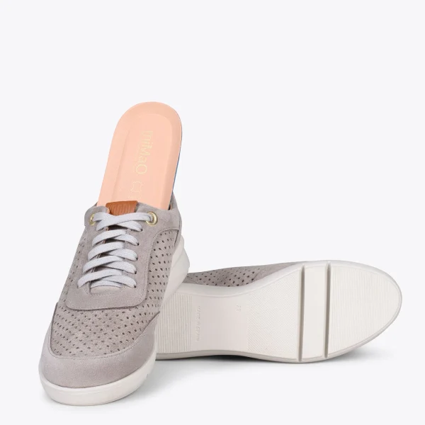 MiMaO ShopOnline BLUCHER SPORTIF – Baskets Compensées Pour Femme TAUPE 6