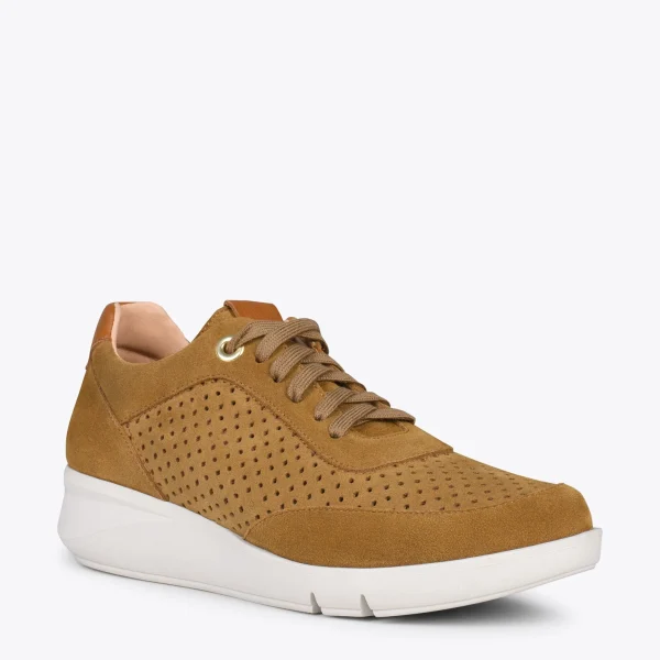 MiMaO ShopOnline BLUCHER SPORTIF – Baskets Compensées Pour Femme CAMEL 5