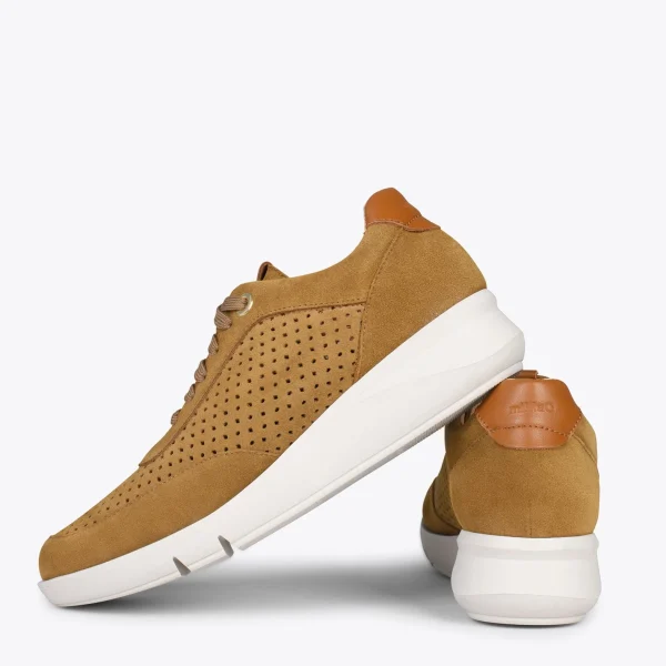 MiMaO ShopOnline BLUCHER SPORTIF – Baskets Compensées Pour Femme CAMEL 4