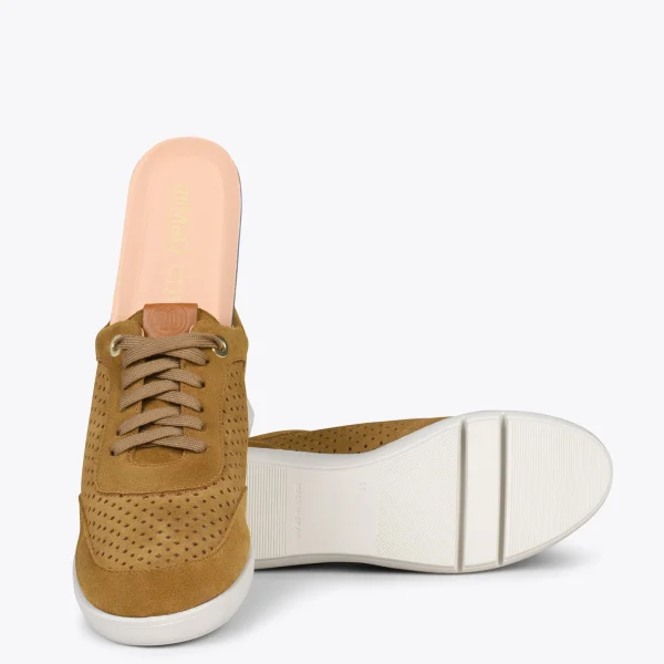 MiMaO ShopOnline BLUCHER SPORTIF – Baskets Compensées Pour Femme CAMEL 6