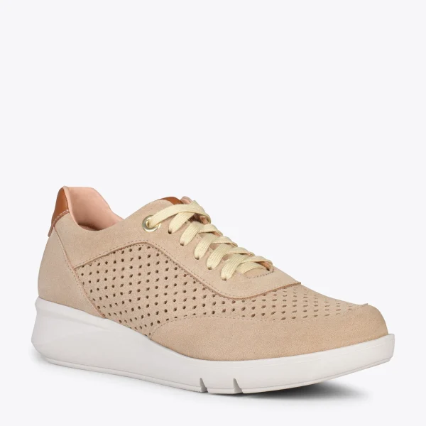 MiMaO ShopOnline BLUCHER SPORTIF – Baskets Compensées Pour Femme BEIGE 5