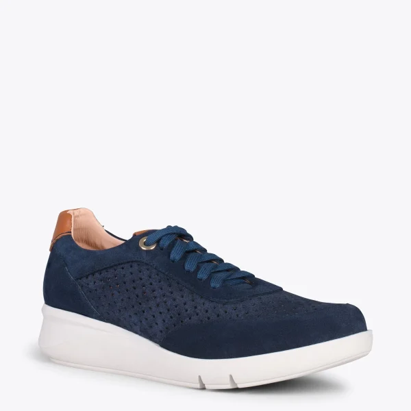MiMaO ShopOnline BLUCHER SPORTIF – Baskets Compensées Pour Femme BLEU MARINE 5