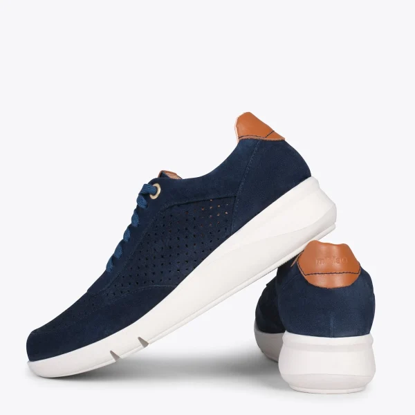 MiMaO ShopOnline BLUCHER SPORTIF – Baskets Compensées Pour Femme BLEU MARINE 4