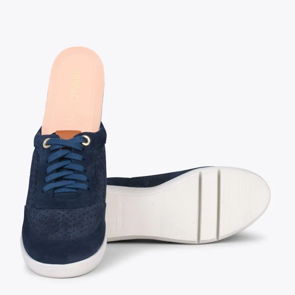 MiMaO ShopOnline BLUCHER SPORTIF – Baskets Compensées Pour Femme BLEU MARINE 6