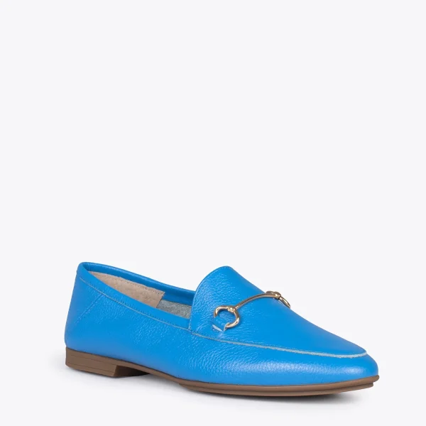 MiMaO ShopOnline STYLE – Mocassins En Cuir Avec Détail Métallique BLEU 5