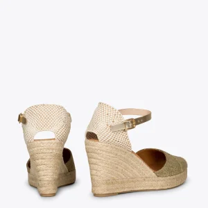 MiMaO ShopOnline CONIL – Espadrilles à Talon Haut En Lin KAKI 13