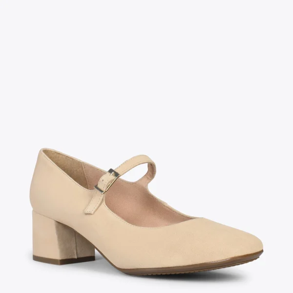 MiMaO ShopOnline BELLA – Babies à Talon Et Bout Carré BEIGE 5