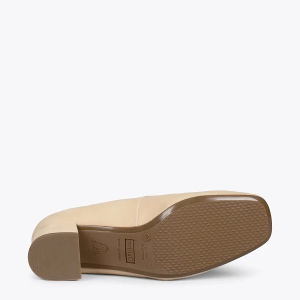 MiMaO ShopOnline BELLA – Babies à Talon Et Bout Carré BEIGE 6