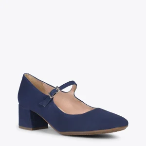 MiMaO ShopOnline BELLA – Babies à Talon Et Bout Carré BLEU MARINE 15