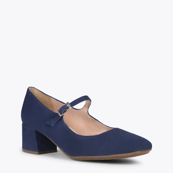 MiMaO ShopOnline BELLA – Babies à Talon Et Bout Carré BLEU MARINE 5