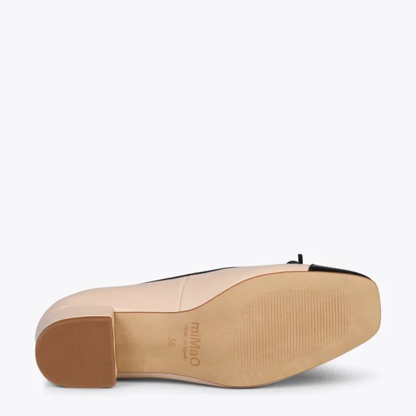 MiMaO ShopOnline GLAMOUR – Ballerines En Cuir Avec Talon Haut Et Bout En Vernis BEIGE 6