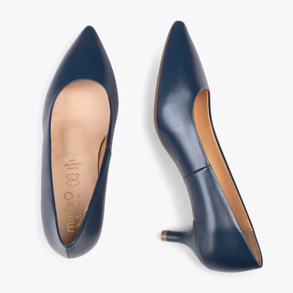 MiMaO ShopOnline URBAN KITTEN – Chaussures à Talon Kitten En Cuir Nappa BLEU MARINE 3