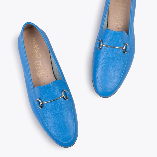 MiMaO ShopOnline STYLE – Mocassins En Cuir Avec Détail Métallique BLEU 3