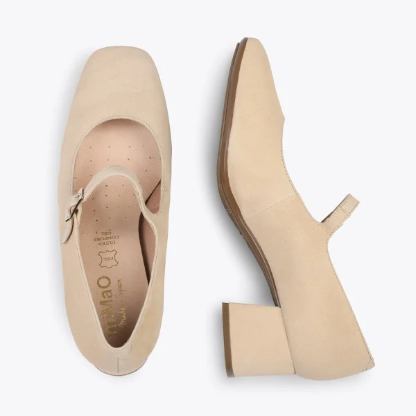 MiMaO ShopOnline BELLA – Babies à Talon Et Bout Carré BEIGE 3