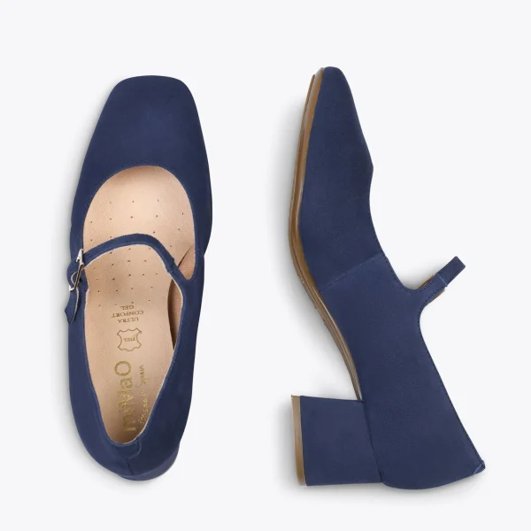 MiMaO ShopOnline BELLA – Babies à Talon Et Bout Carré BLEU MARINE 3