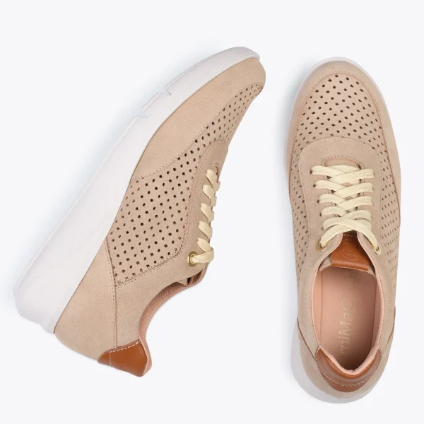 MiMaO ShopOnline BLUCHER SPORTIF – Baskets Compensées Pour Femme BEIGE 3