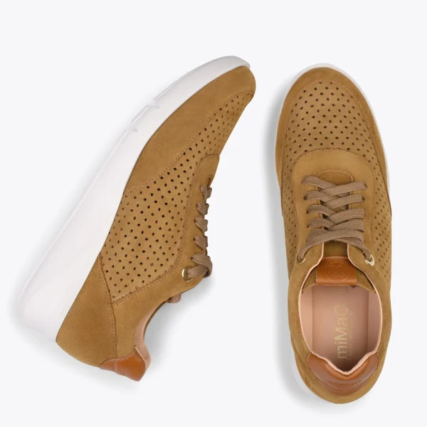 MiMaO ShopOnline BLUCHER SPORTIF – Baskets Compensées Pour Femme CAMEL 3