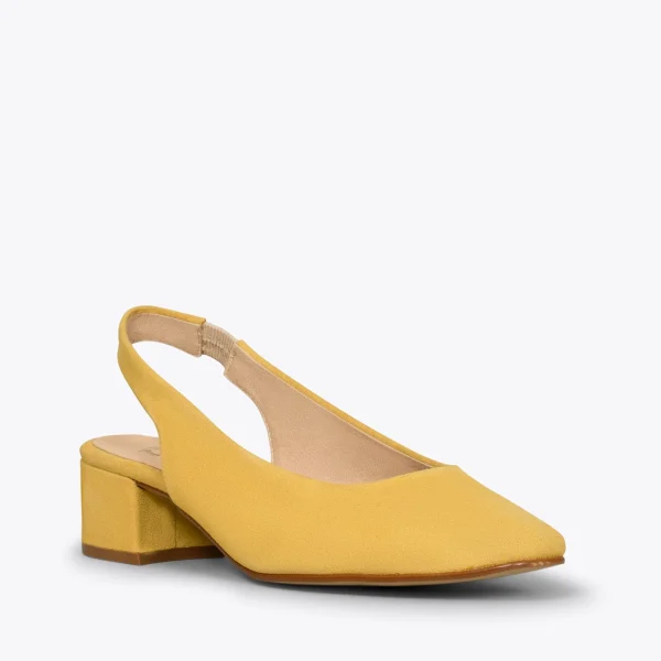 MiMaO ShopOnline URBAN LADY – Escarpins à Talon Moyen à Bride Arrière JAUNE 5