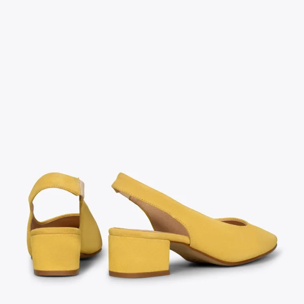 MiMaO ShopOnline URBAN LADY – Escarpins à Talon Moyen à Bride Arrière JAUNE 4