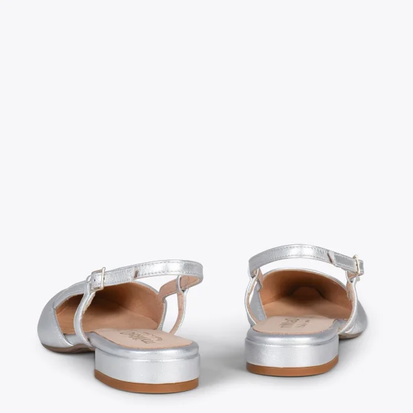 MiMaO ShopOnline BRUNCH – Chaussures à Talon Bas Et Bride Arrière ARGENTÉ 4