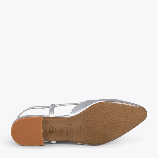 MiMaO ShopOnline BRUNCH – Chaussures à Talon Bas Et Bride Arrière ARGENTÉ 6