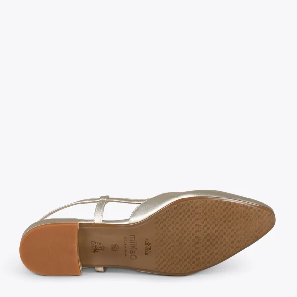 MiMaO ShopOnline BRUNCH – Chaussures à Talon Bas Et Bride Arrière DORÉ 6
