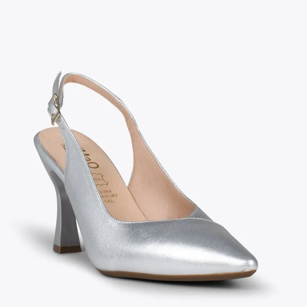 MiMaO ShopOnline GLAM À BRIDE ARRIÈRE – Chaussures à Talon En Cuir Nappa ARGENTÉ 5