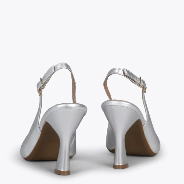 MiMaO ShopOnline GLAM À BRIDE ARRIÈRE – Chaussures à Talon En Cuir Nappa ARGENTÉ 4