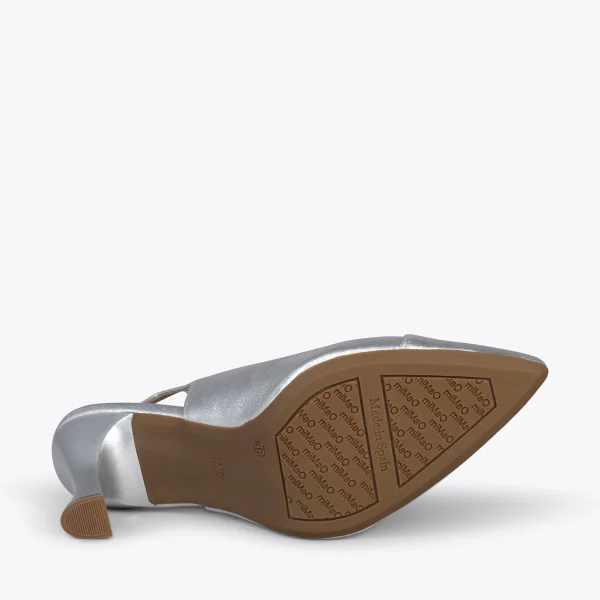 MiMaO ShopOnline GLAM À BRIDE ARRIÈRE – Chaussures à Talon En Cuir Nappa ARGENTÉ 6