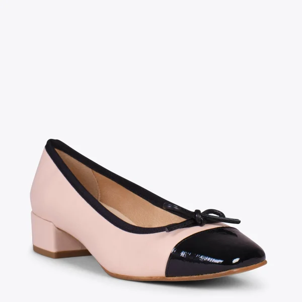 MiMaO ShopOnline GLAMOUR – Ballerines En Cuir Avec Talon Haut Et Bout En Vernis NUDE 5