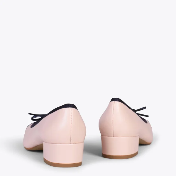 MiMaO ShopOnline GLAMOUR – Ballerines En Cuir Avec Talon Haut Et Bout En Vernis NUDE 4