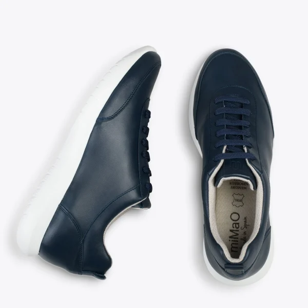 MiMaO ShopOnline MIAMI – Baskets En Cuir Nappa à Lacets BLEU MARINE 3