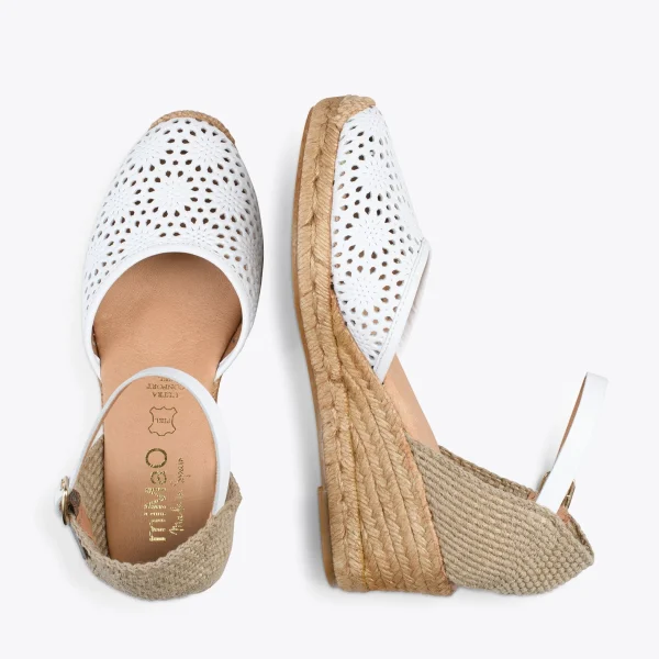 MiMaO ShopOnline MALDIVAS – Espadrilles Compensées En Cuir Nappa BLANC 3