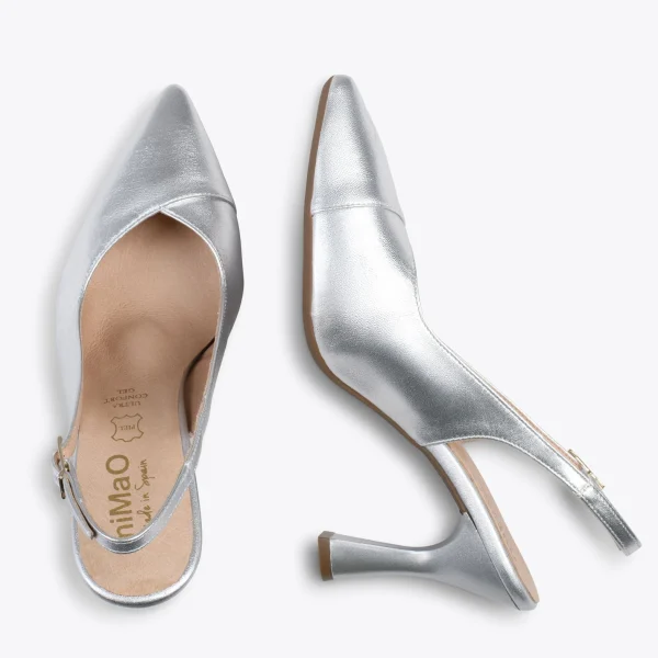 MiMaO ShopOnline GLAM À BRIDE ARRIÈRE – Chaussures à Talon En Cuir Nappa ARGENTÉ 3