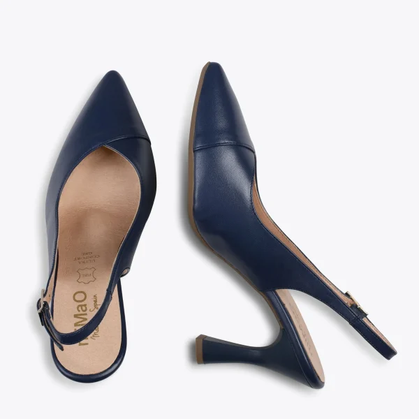 MiMaO ShopOnline GLAM À BRIDE ARRIÈRE – Chaussures à Talon En Cuir Nappa BLEU MARINE 3